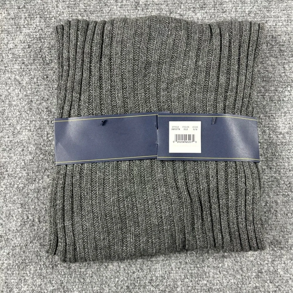 Polo Ralph Lauren Hat Scarf Set Mens OS Gray Ribbed Knit‎ Beanie Winter PP0079